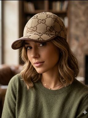 GG Monogram Baseball Cap in Beige/Brown